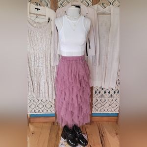 Ruffle Midi Skirt